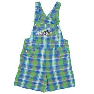 1990s Vintage Disney Mickey Mouse Plaid Overalls Size S